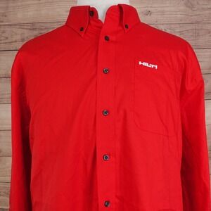 Hilti Tools Shirt Mens 3XL Red Long Sleeve Button-Up Cotton Logo Workwear